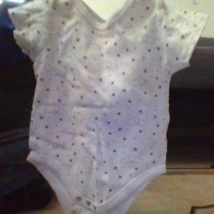 cloud and star white/gold/navy onesie for 18 MO